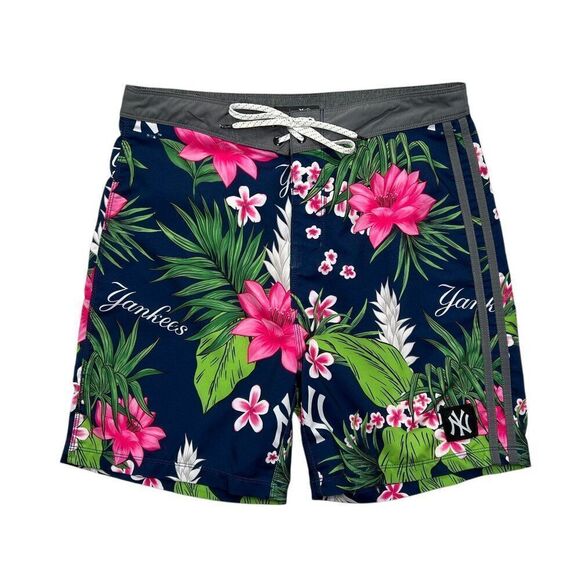 Hurley x 47 Brand Swim Trunks Mens Phantom Tailgate New York Yankees Boardshorts - Picture 1 of 11